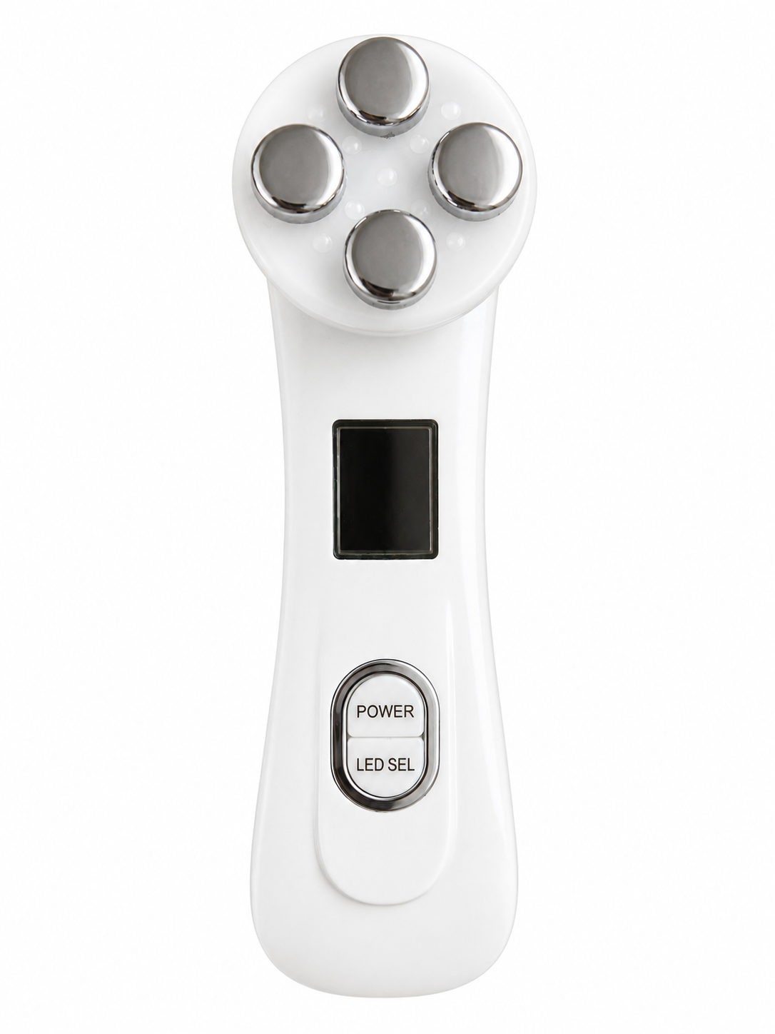 Solwynn Contour 5-in-1 RF and LED facial lifting device, white, front view showing the LED treatment head